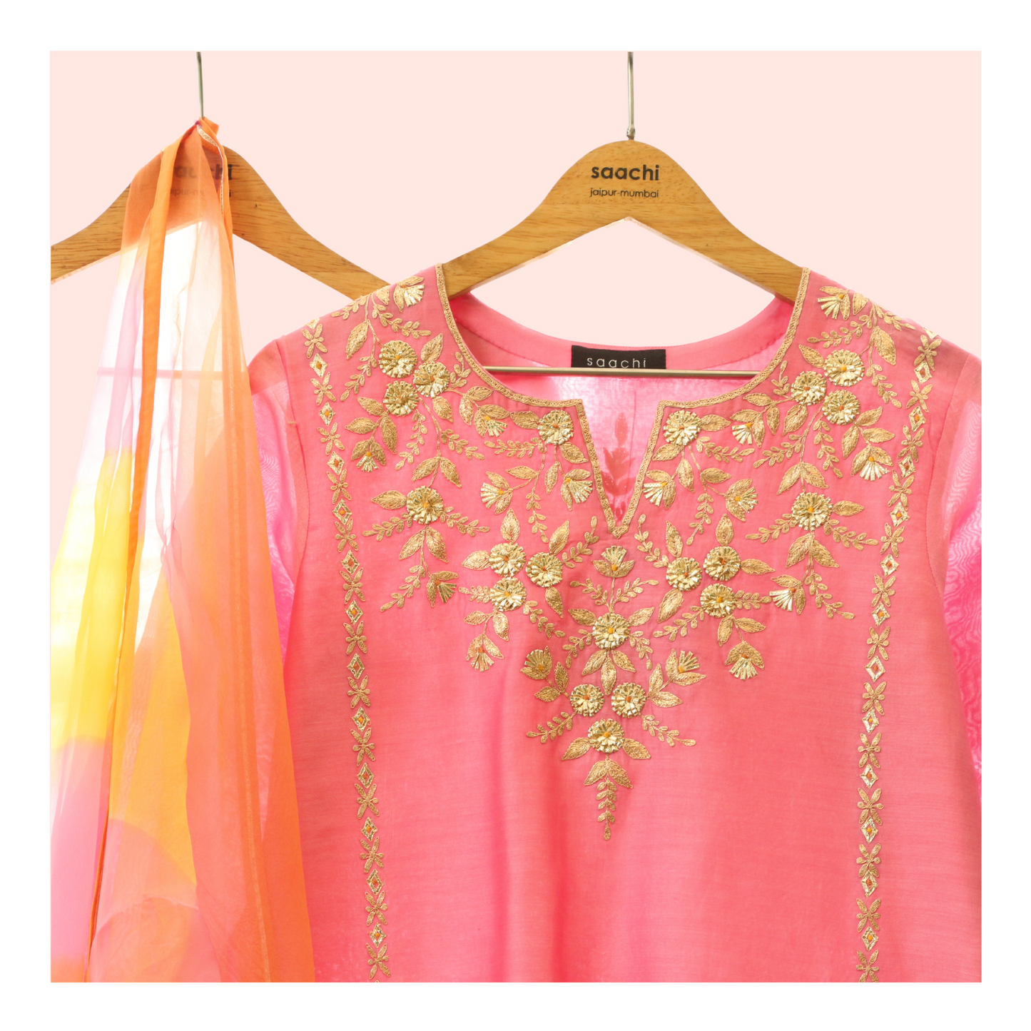Soft pink chanderi sharara set