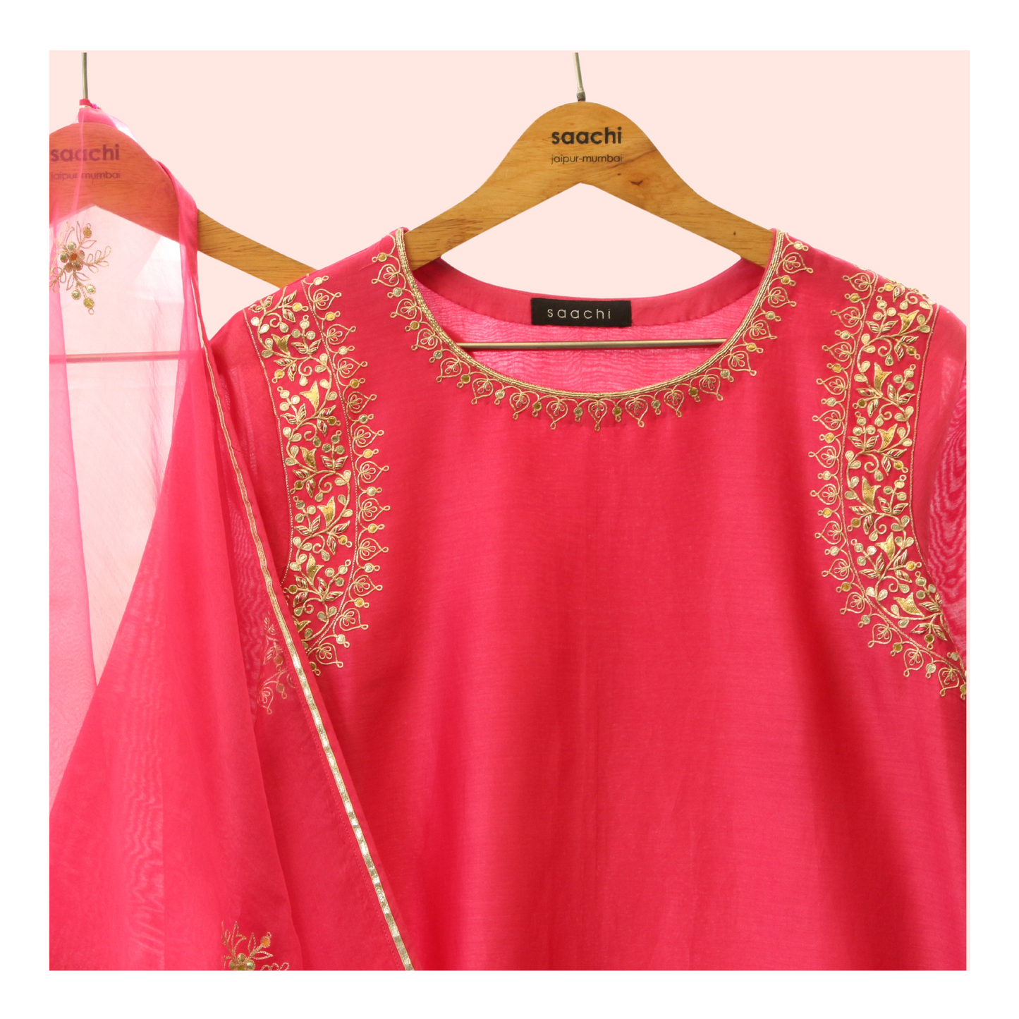 Brahmi - fuchsia chanderi set