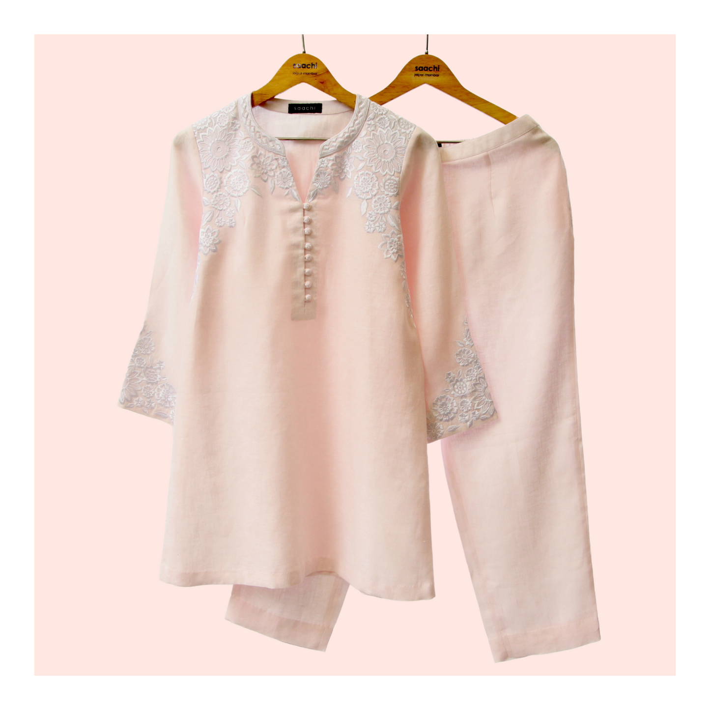 - Powder pink linen co-ord set