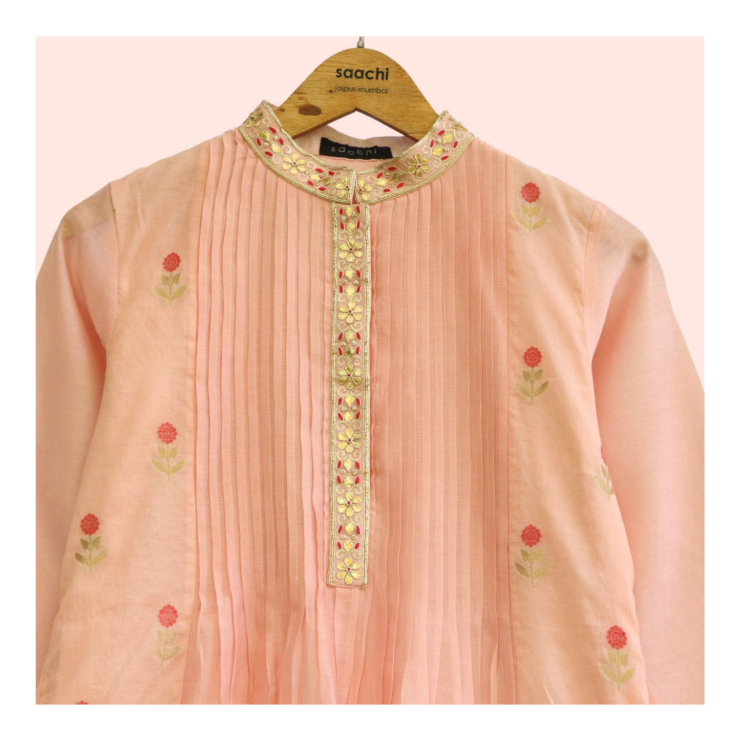 Soft peach chanderi suit
